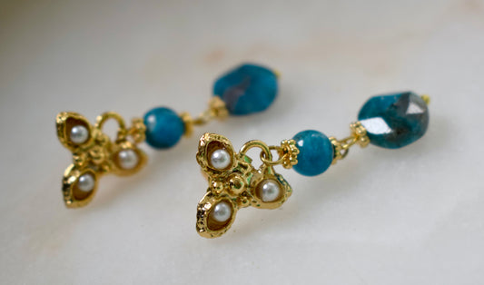 24 karaat vergulde oorbellen lapis lazuli